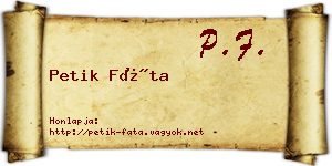 Petik Fáta névjegykártya